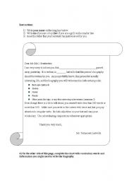 English worksheet: Write your own biography