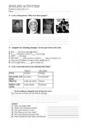 English Worksheet: Past of to be _was and were