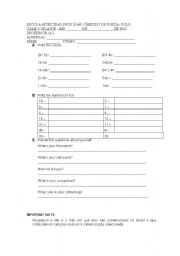 English Worksheet: numbers