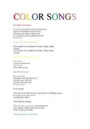 English Worksheet: Color songs-poems-flashcards