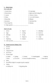 English worksheet: Movie genre, mood and people involved