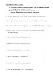 English Worksheet: reported speech mixed exercises