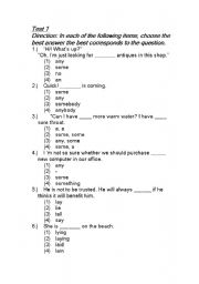 English worksheet: grammar drill 