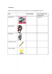 English Worksheet: Forming words with their roots