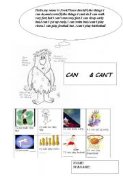 English Worksheet: Can & Cant
