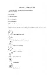 English worksheet: present continuous