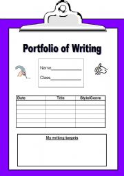 English Worksheet: Portfolio of Writing