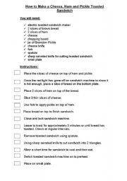 English worksheet: How to make a toastie - sequencing