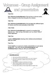 English Worksheet: Volcanoes - Group assignment