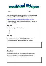 English worksheet: Rockhound Webquest