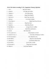 English Worksheet: Comparatives