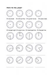 English Worksheet: The time