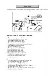 IN THE OFFICE (PREPOSITIONS OF PLACE)