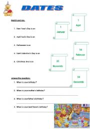 English Worksheet: Dates 