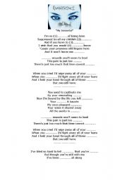 English Worksheet: MY IMMORTAL BY EVANESCENCE
