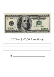 English Worksheet: If I Had $100 