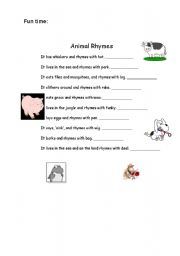 English worksheets: Animal rhymes