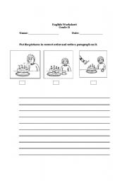 English worksheet: picture sequencing composition