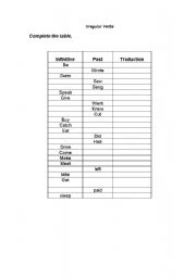 English worksheet: Irregular verbs