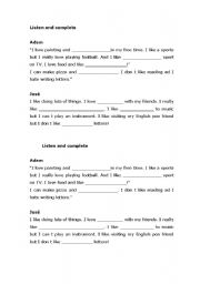 English worksheet: Listen and complete