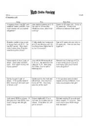 English Worksheet: Daily Math Grid