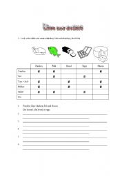 English worksheet: Likes and dislikes