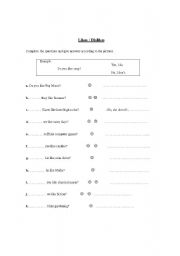 English worksheet: Likes and dislikes