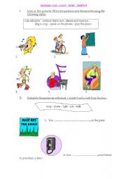 English Worksheet: modals : can/cant/must/mustnt