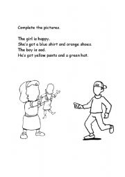 Pre-school colouring activity, describing people. - ESL worksheet by ...