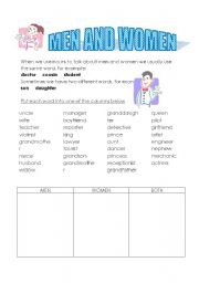 English Worksheet: men and women