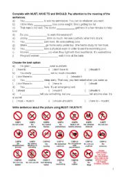 English Worksheet: MUST, HAVE TO and SHOULD - PART 2