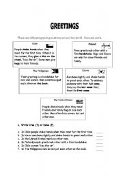 English Worksheet: Greetings