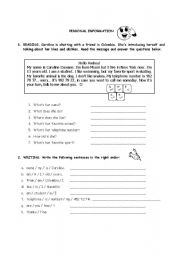 English worksheet: Personal Information