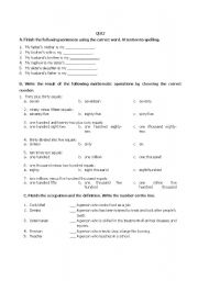 English worksheet: Vocabulary Quiz 