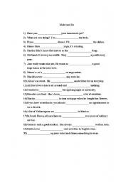 English Worksheet: uses of make and do