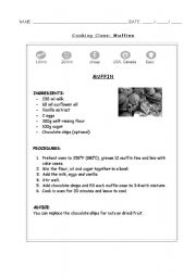 English Worksheet: Cooking Class - Muffins