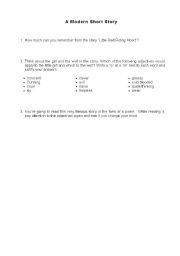 English Worksheet: Little Red Riding Hood - A modern Story