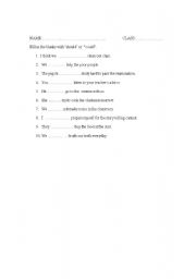 English Worksheet: modal