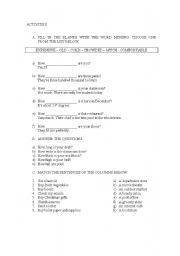 English worksheet: Combinated exercises