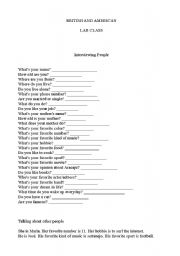 English Worksheet: Interviewing People