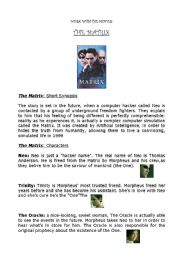 English Worksheet: WORK WITH THE MOVIES: THE MATRIX