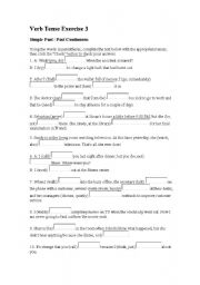 English worksheet: verbal tenses
