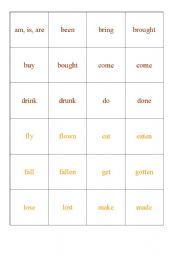 English Worksheet: past participles memory
