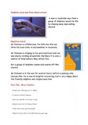 English Worksheet: Reading comprehension in the simple present tense on a shark attack