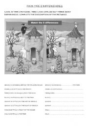 English Worksheet: FIND THE DIFFERENCES (PREPOSITIONS WORKSHEET)