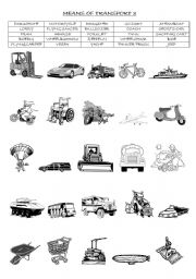 English Worksheet: MEANS OF TRANSPORT : MATCHING EXERCISE (PART 3/3 )