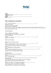 English Worksheet: Complete the conversation - Restaurant