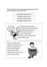 English worksheet: Will you be a friend of mine Task sheet