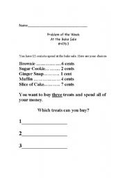 English Worksheet: Bake Sale