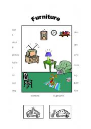 Furniture - living room and prepositions